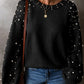 Pearl Detail Round Neck Long Sleeve Sweater