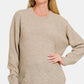 Zenana Ful Size Round Neck Long Sleeve Curved Hem Sweater