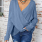 Surplice Dropped Shoulder Long Sleeve Sweater