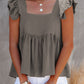 Full Size Ruffled Square Neck Cap Sleeve Blouse