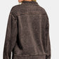 Zenana Acid Washed Half Snap Fleece Sweatshirt