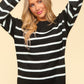 Haptics Full Size Striped Contrast Side Slit Sweater