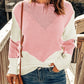 Color Block Round Neck Long Sleeve Sweater