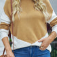 Color Block Round Neck Long Sleeve Sweater