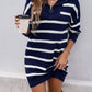 Devine Quarter Zip Striped Long Sleeve Sweater Dress