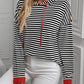 Striped Long Sleeve Hooded Knit Top