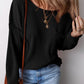 Pocketed Round Neck Long Sleeve Top