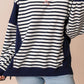 Exposed Seam Striped Long Sleeve Sweatshirt