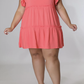 Plus Size V-Neck Frill Trim Mini Dress