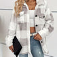 Plaid Dropped Shoulder Long Sleeve Plush Coat