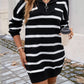 Devine Quarter Zip Striped Long Sleeve Sweater Dress