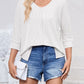 Textured Round Neck Three-Quarter Sleeve Blouse