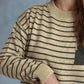 Striped Mock Neck Long Sleeve Sweater