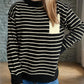 Striped Mock Neck Long Sleeve Sweater