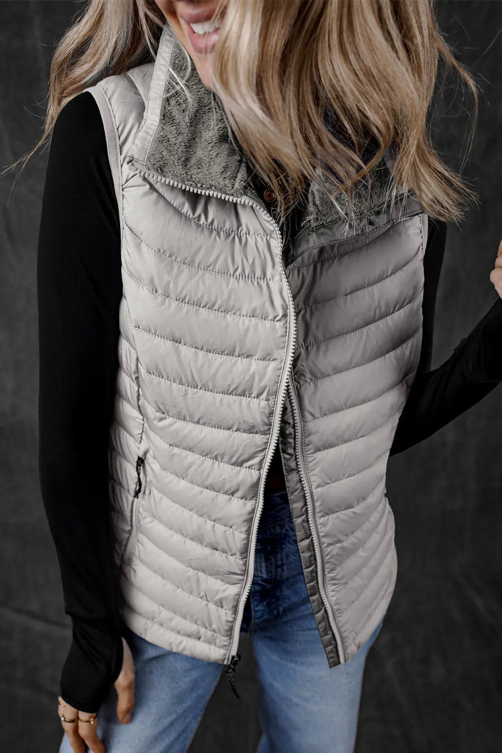 Pocketed Zip Up Vest