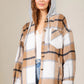 Drawstring Plaid Dropped Shoulder Hooded Shacket