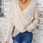 Surplice Dropped Shoulder Long Sleeve Sweater