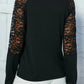 Lace Notched Long Sleeve Blouse