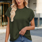 Exposed Seam Round Neck Short Sleeve Sweater