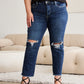 RFM Full Size Tummy Control Distressed High Waist Raw Hem Jeans