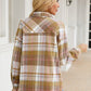 Snap Up Plaid Collared Neck Jacket with Pocket