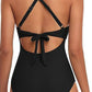 Pink 2-tone Crossed Cutout Backless Monokini: Pink / 2XL / 82%Polyester+18%Spandex