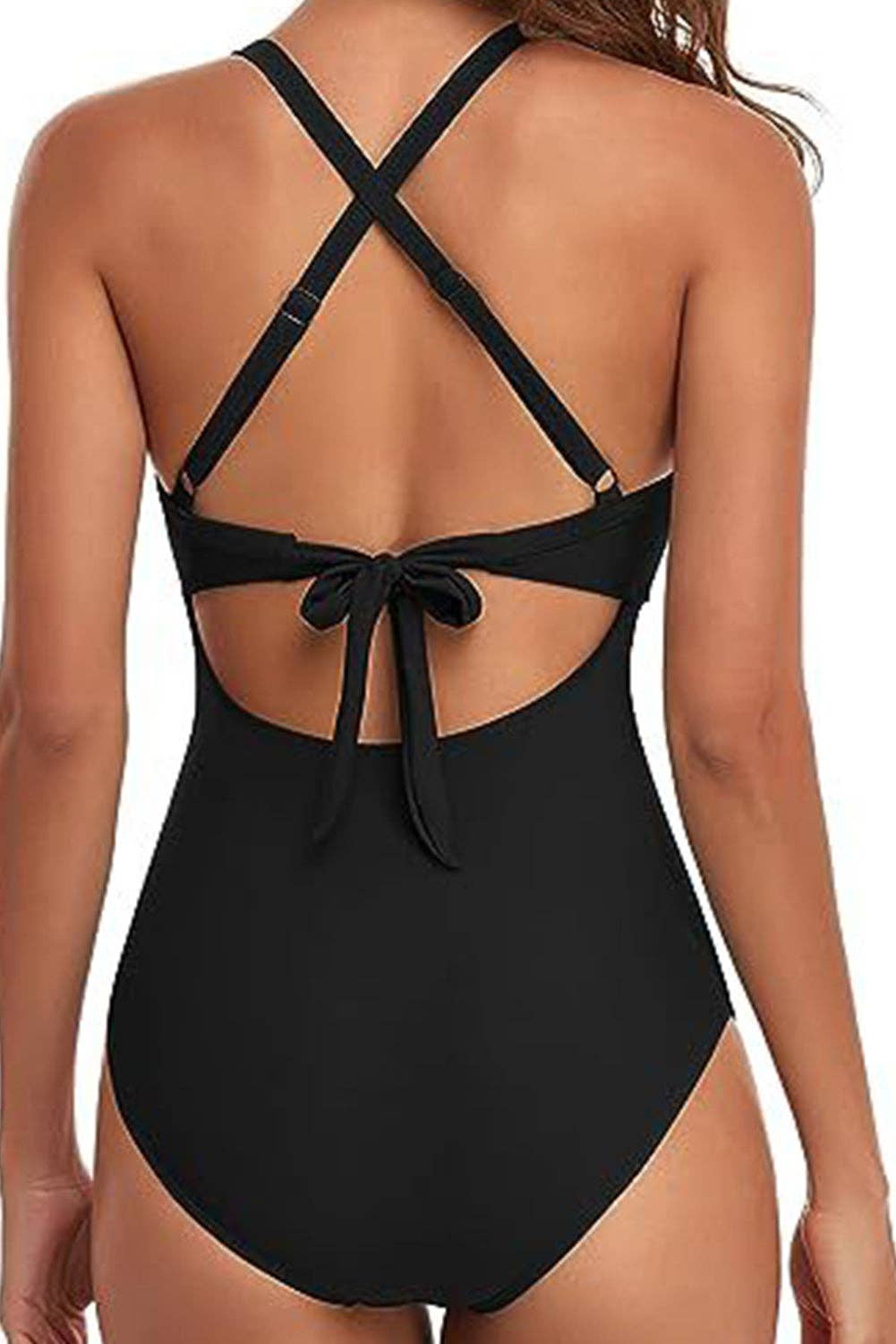 Pink 2-tone Crossed Cutout Backless Monokini: Pink / XL / 82%Polyester+18%Spandex