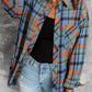 Plaid Collared Neck Long Sleeve Shirt