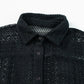 Openwork Collared Neck Long Sleeve Shirt