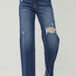 RISEN Full Size High Rise Distressed Wide Leg Jeans