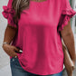 Plus Size Ruffled Round Neck Short Sleeve Blouse