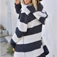 Contrast Stripes Open Front Long Sleeve Cardigan