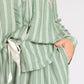 Striped Collared Neck Long Sleeve Top and Shorts Lounge Set