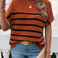 Striped Mock Neck Short Sleeve Sweater