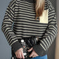 Striped Mock Neck Long Sleeve Sweater