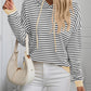 Striped Long Sleeve Hooded Knit Top