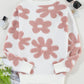 Flower Round Neck Long Sleeve Knit Top