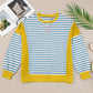 Striped Round Neck Long Sleeve Sweatshirt