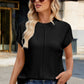 Exposed Seam Round Neck Short Sleeve Sweater