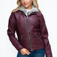 YMI Faux Layered Double-Zipper Jacket with Fuzzy Hood