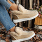 Furry Suede Round Toe Flat Sneakers