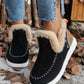 Furry Suede Round Toe Flat Sneakers