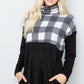 Celeste Full Szie Pocketed Plaid Turtleneck Long Sleeve Blouse