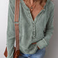 Notched Long Sleeve Top