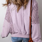 Openwork Round Neck Long Sleeve Sweatshirt