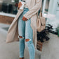 Open Front Long Sleeve Trench Coat