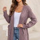 Cable-Knit Dropped Shoulder Slit Cardigan