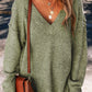 V-Neck Dropped Shoulder Long Sleeve Sweater