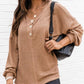 Slit Waffle Knit Long Sleeve T-Shirt