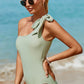 Tied One Shoulder One-Piece Swimwear